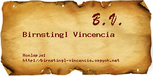 Birnstingl Vincencia névjegykártya
